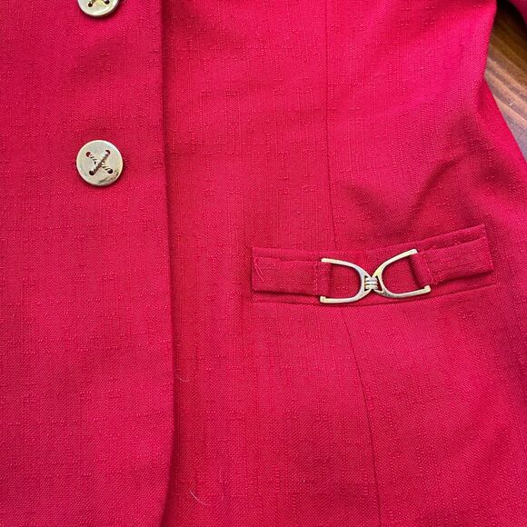 Atrium Collection Red Tweed Power Suit Blazer Skirt Womens 10 80s Academia - Picture 4 of 16